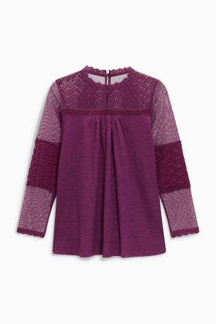 Berry Lace Sleeve Blouse (3-16yrs)